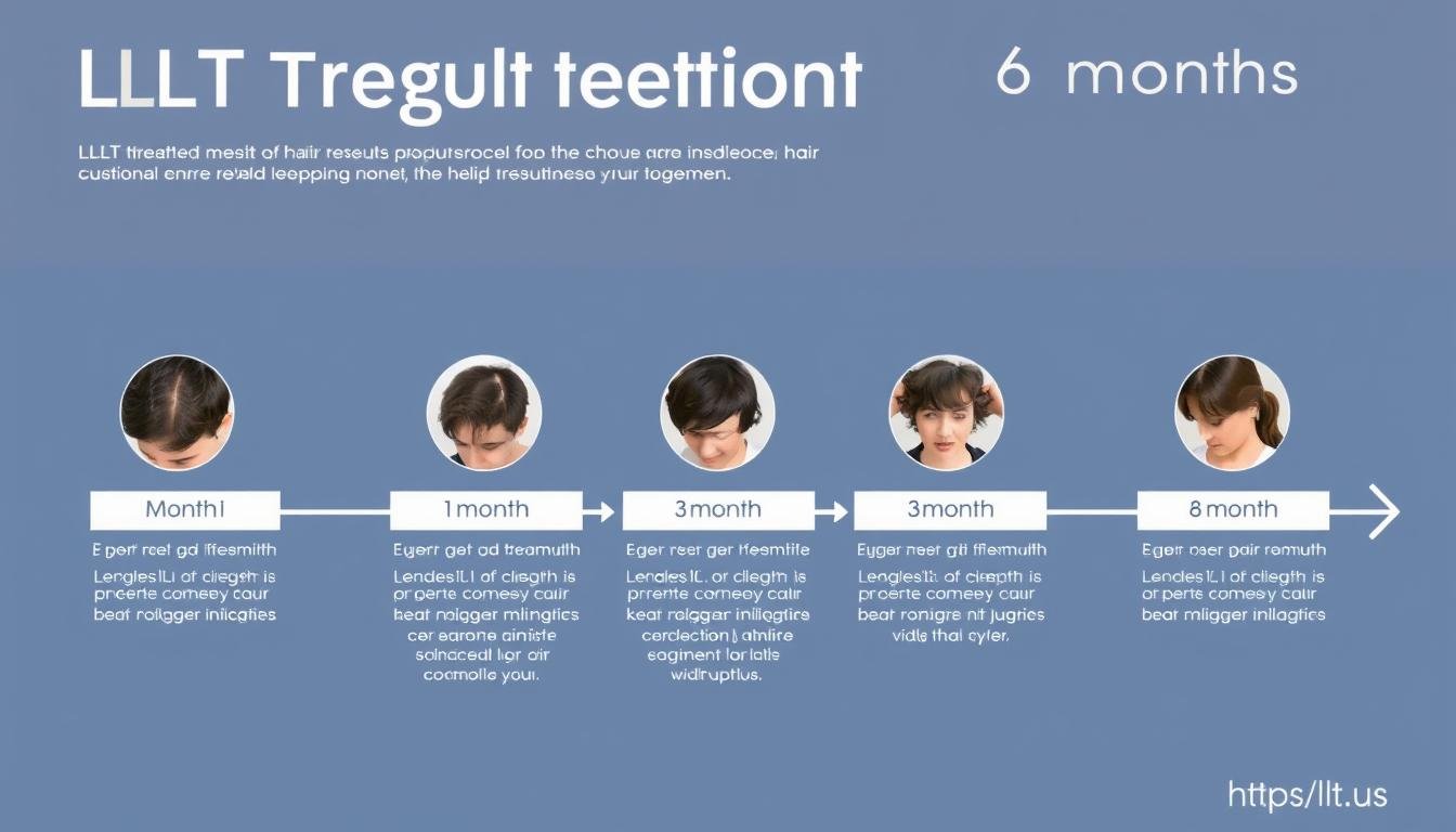 Timeline showing progressive LLLT results over 6 months of treatment Timeline showing progressive LLLT results over 6 months of treatment