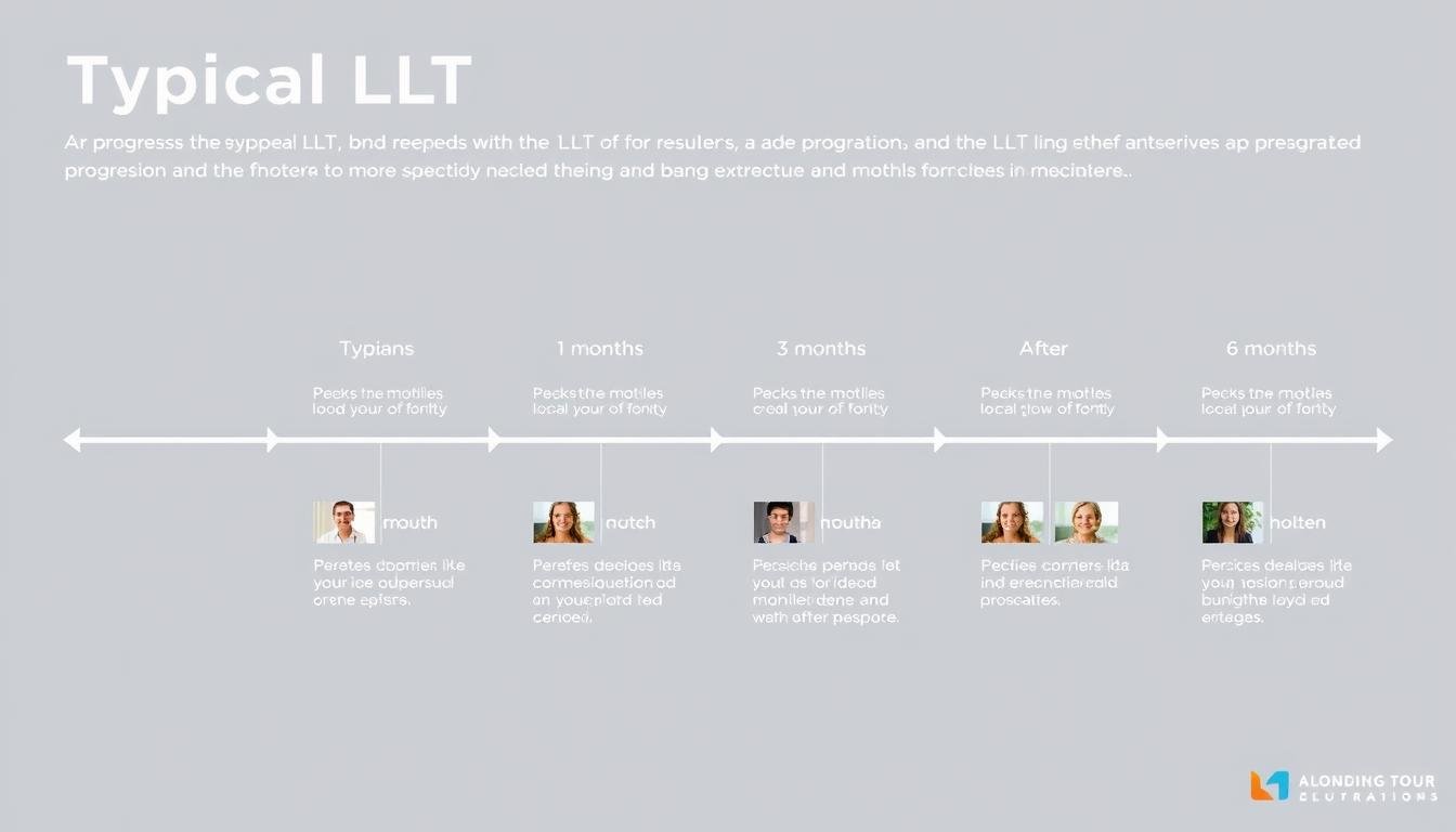 Timeline showing typical LLLT before and after progression over 6 months