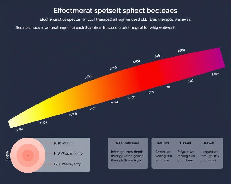 Visual comparison of different light wavelengths used in LLLT devices