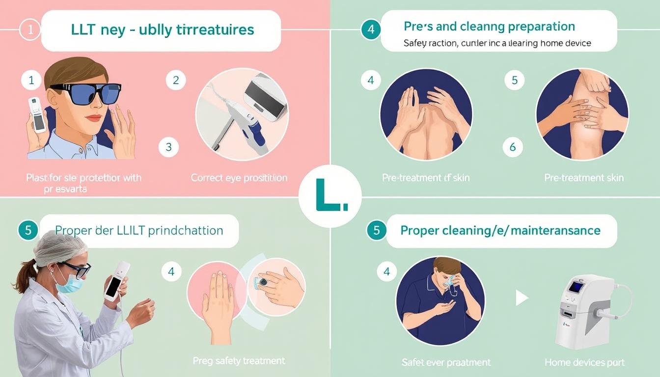 Visual safety guidelines for LLLT users showing proper usage techniques Visual safety guidelines for LLLT users showing proper usage techniques