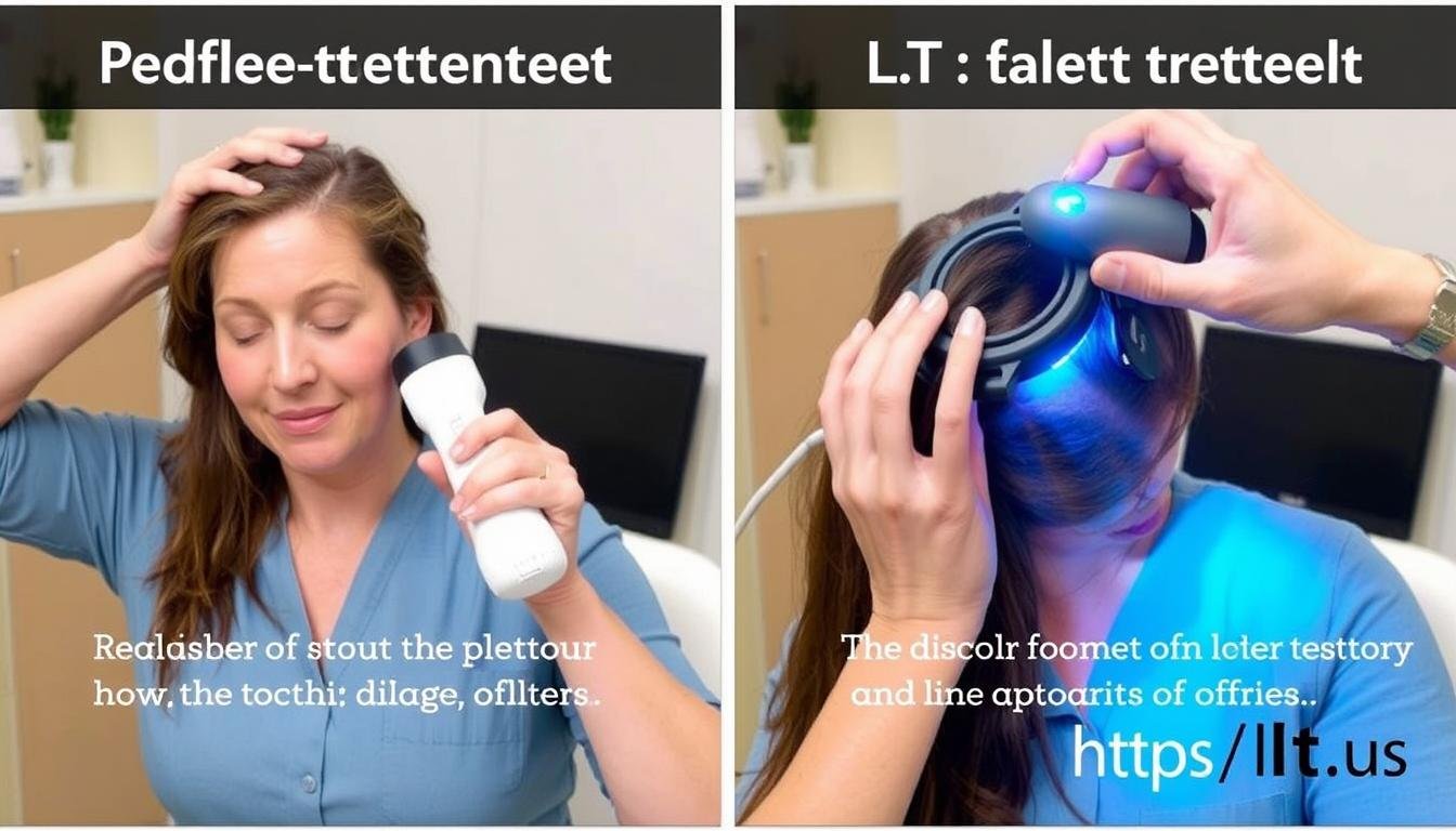 Woman demonstrating proper LLLT device usage technique