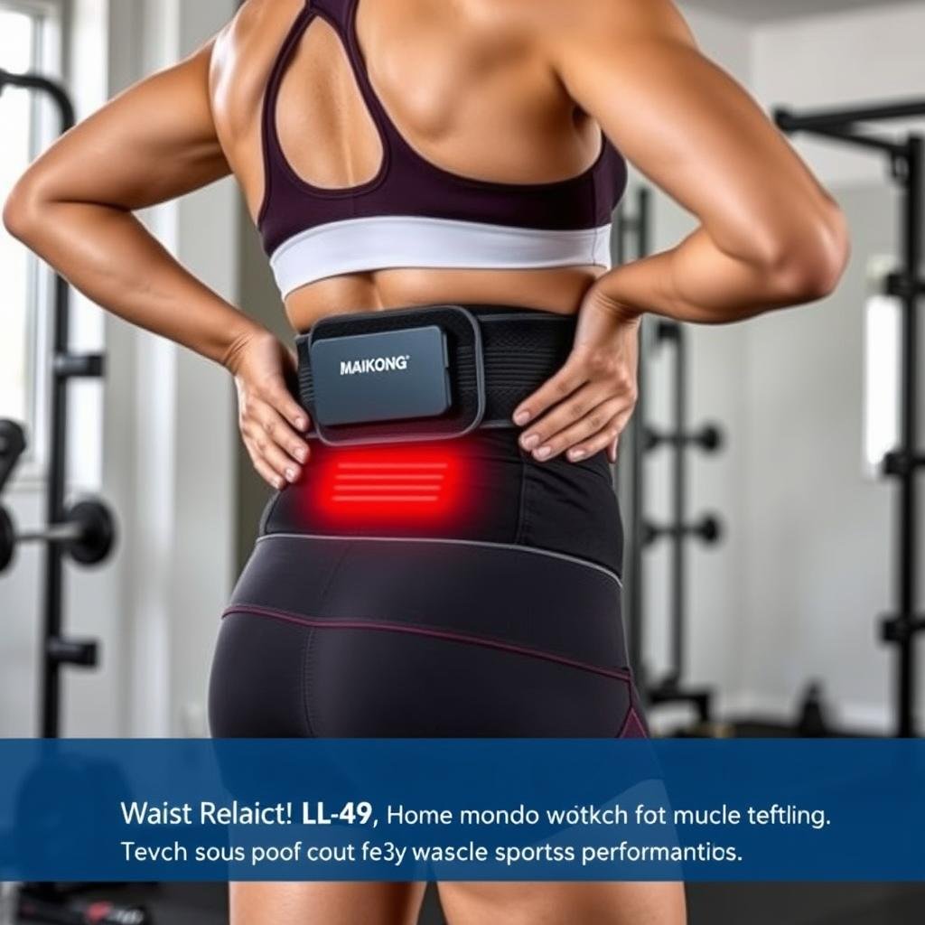 Athlete using LLLT Waist Support Belt for recovery Athlete using LLLT Waist Support Belt for recovery