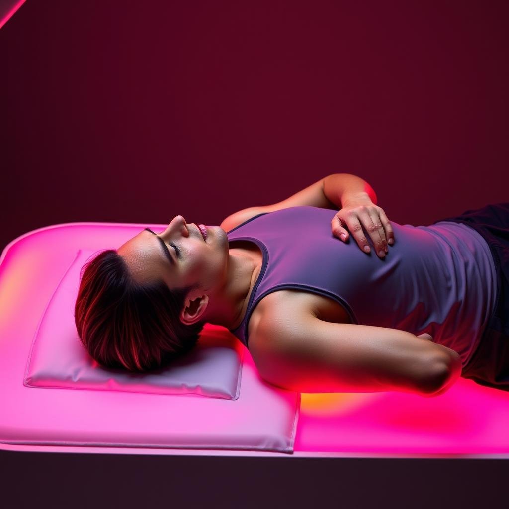 Athlete using red light therapy bed for enhanced performance and recovery