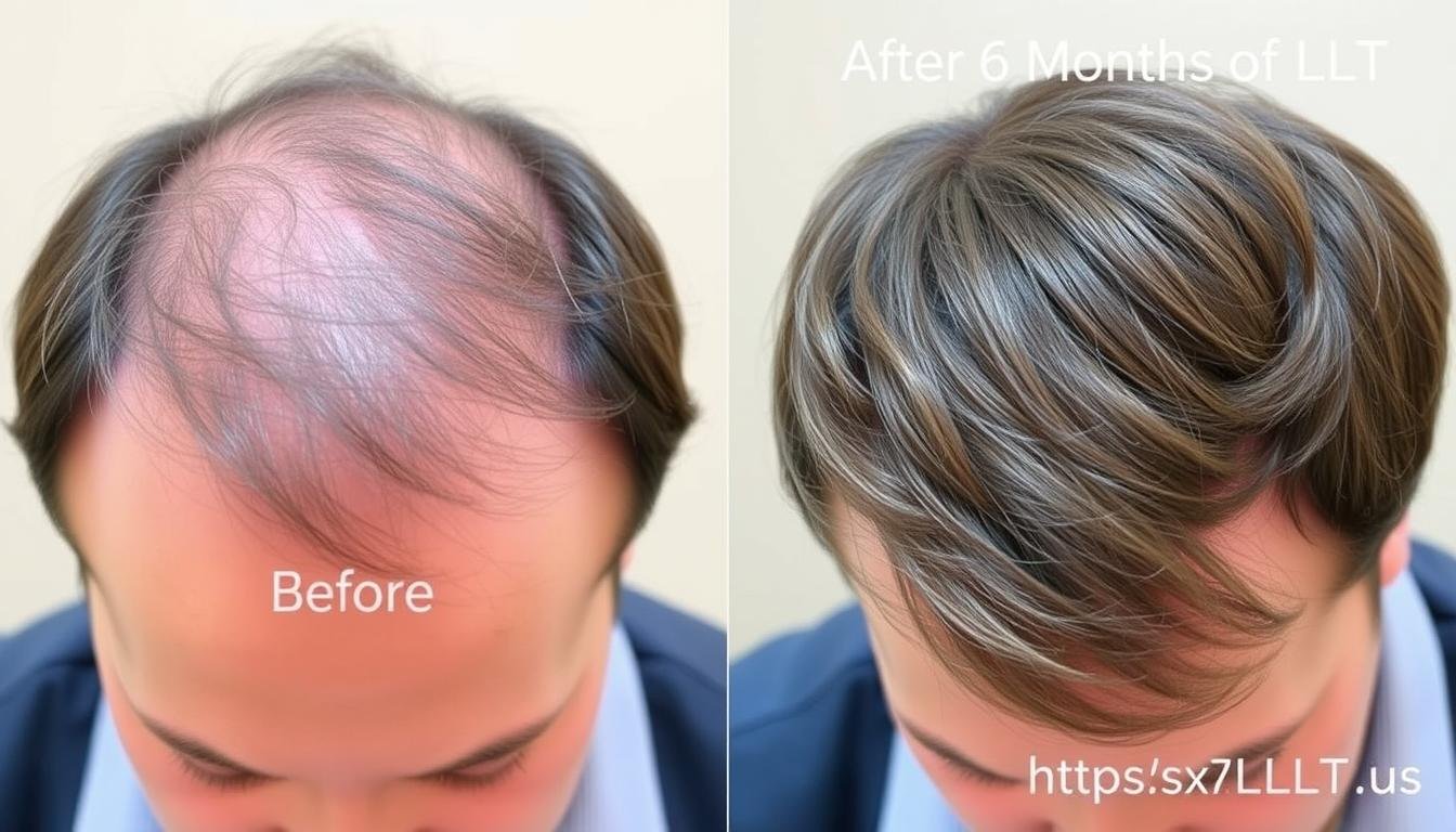 Before and after comparison showing LLLT treatment results