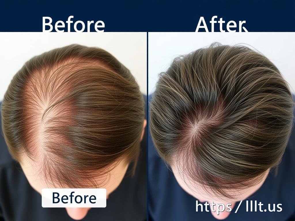 Before and after results of LLLT-808 treatment for hair loss