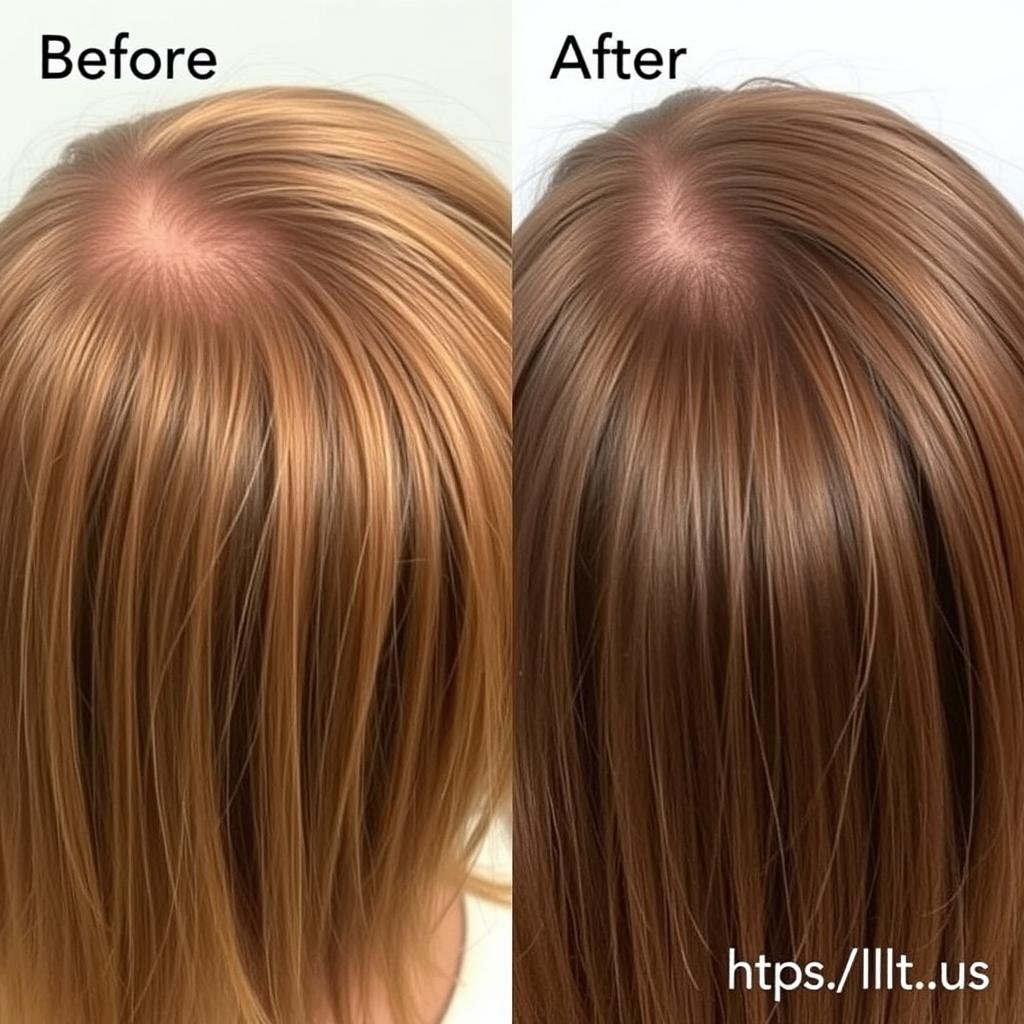 Before and after results of female hair thinning treatment with LLLT-808