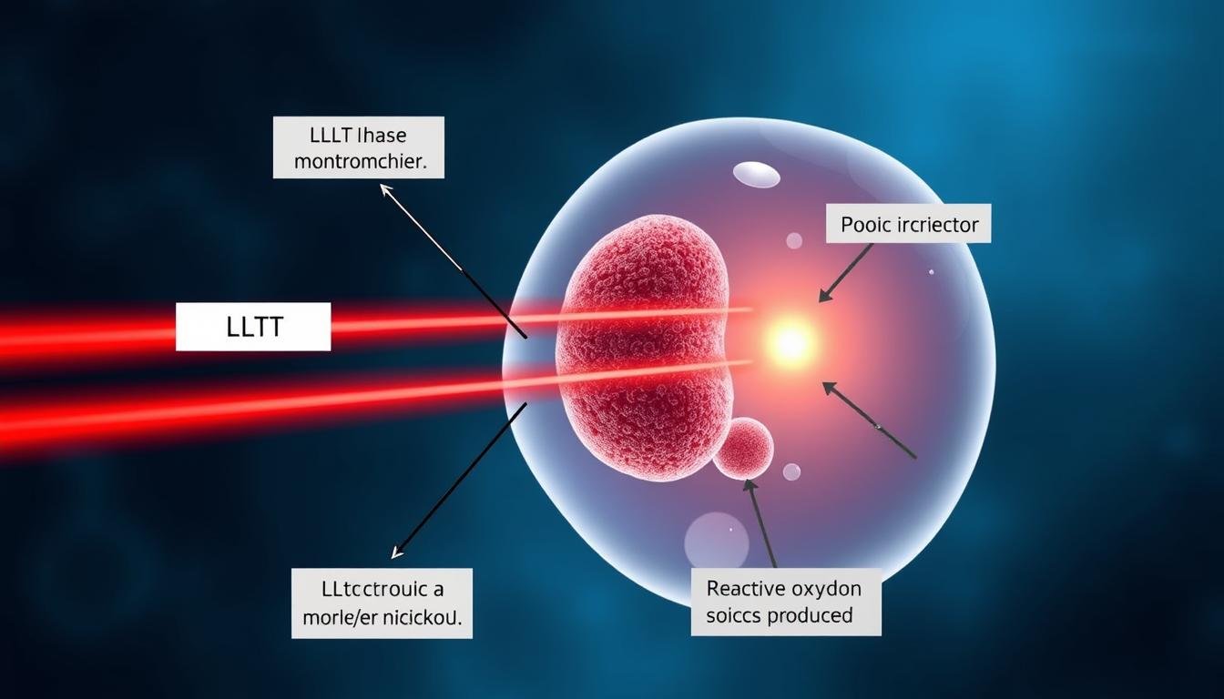 Cellular mechanism of LLLT pain therapy showing mitochondrial activation Cellular mechanism of LLLT pain therapy showing mitochondrial activation
