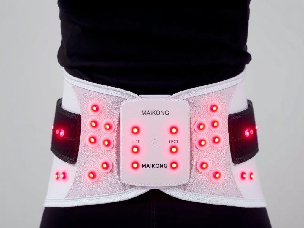 Close-up of LLLT Waist Support Belt showing LED array and flexible design Close-up of LLLT Waist Support Belt showing LED array and flexible design