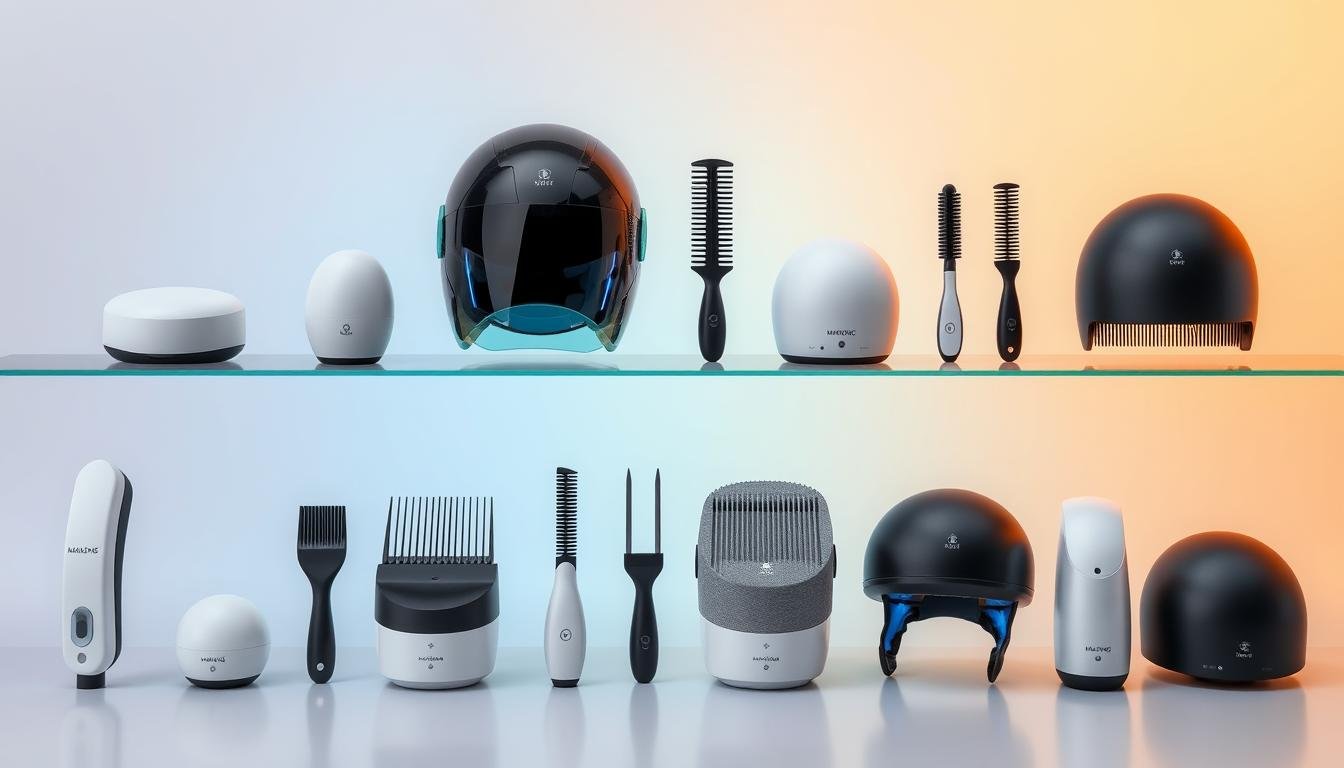 Collection of MAIKONG LLLT devices for hair loss treatment