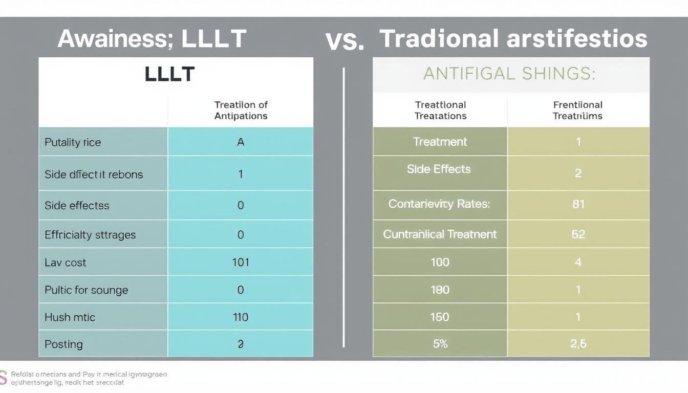 Comparison chart of LLLT vs traditional antifungal treatments