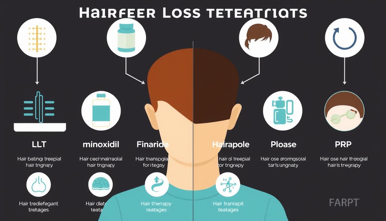Comparison of different hair loss treatments including LLLT Hair Therapy
