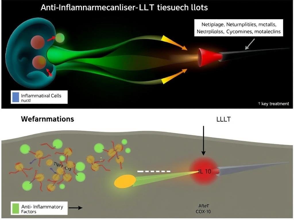 Diagram illustrating the anti-inflammatory effects of Tinnitus LLLT in the inner ear