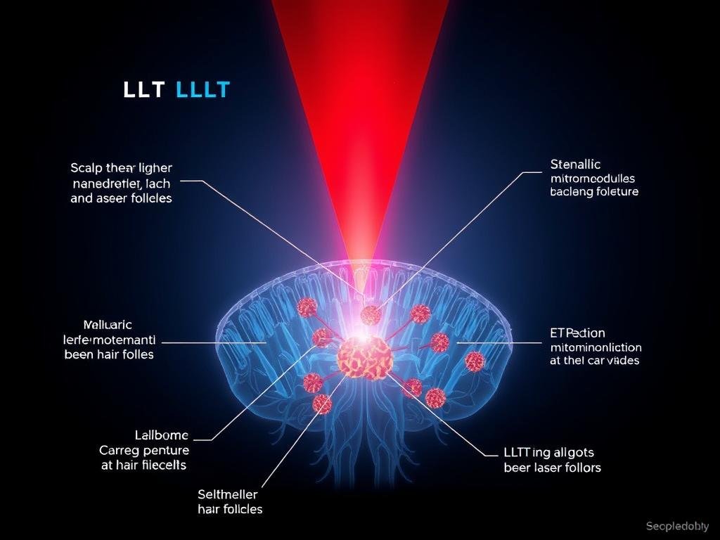 Diagram showing how LLLT Laser Hair Loss Treatment works at the cellular level