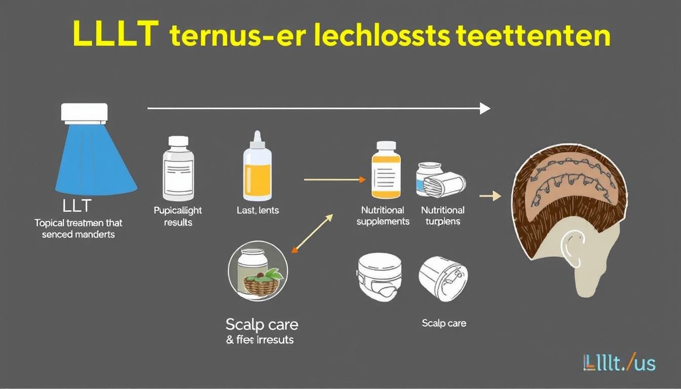 Diagram showing how LLLT combines with other hair loss treatments for enhanced results