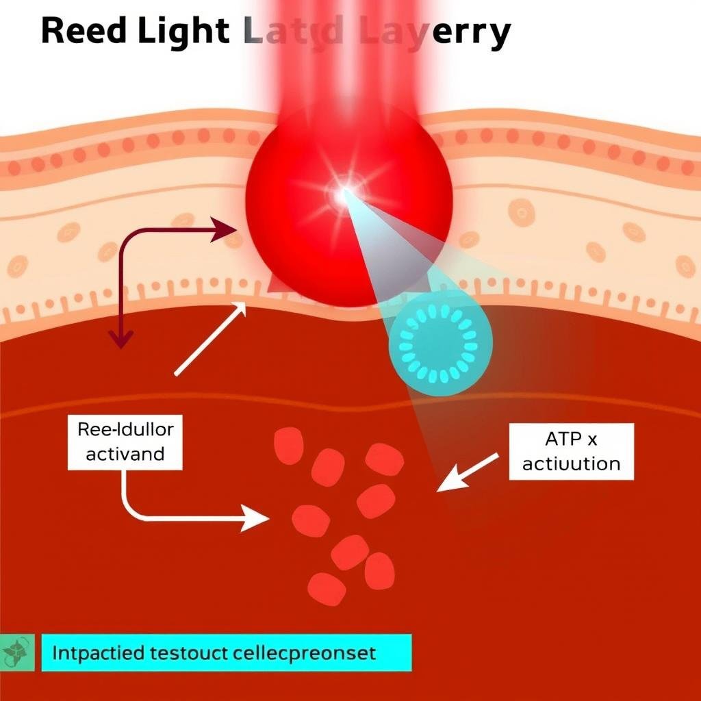 Diagram showing how LLLT technology works at the cellular level to reduce inflammation Diagram showing how LLLT technology works at the cellular level to reduce inflammation
