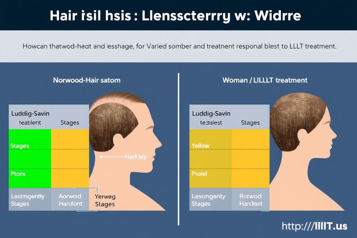 Different stages of hair loss showing who benefits most from LLLT treatment