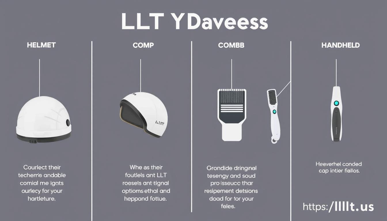 Different types of LLLT devices with their features highlighted