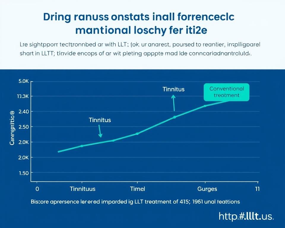 Graph showing improvement in tinnitus symptoms after LLLT treatment