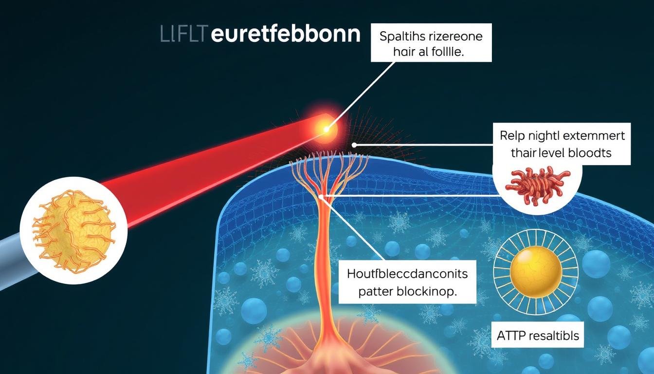 Illustration showing how LLLT technology affects hair follicles at the cellular level