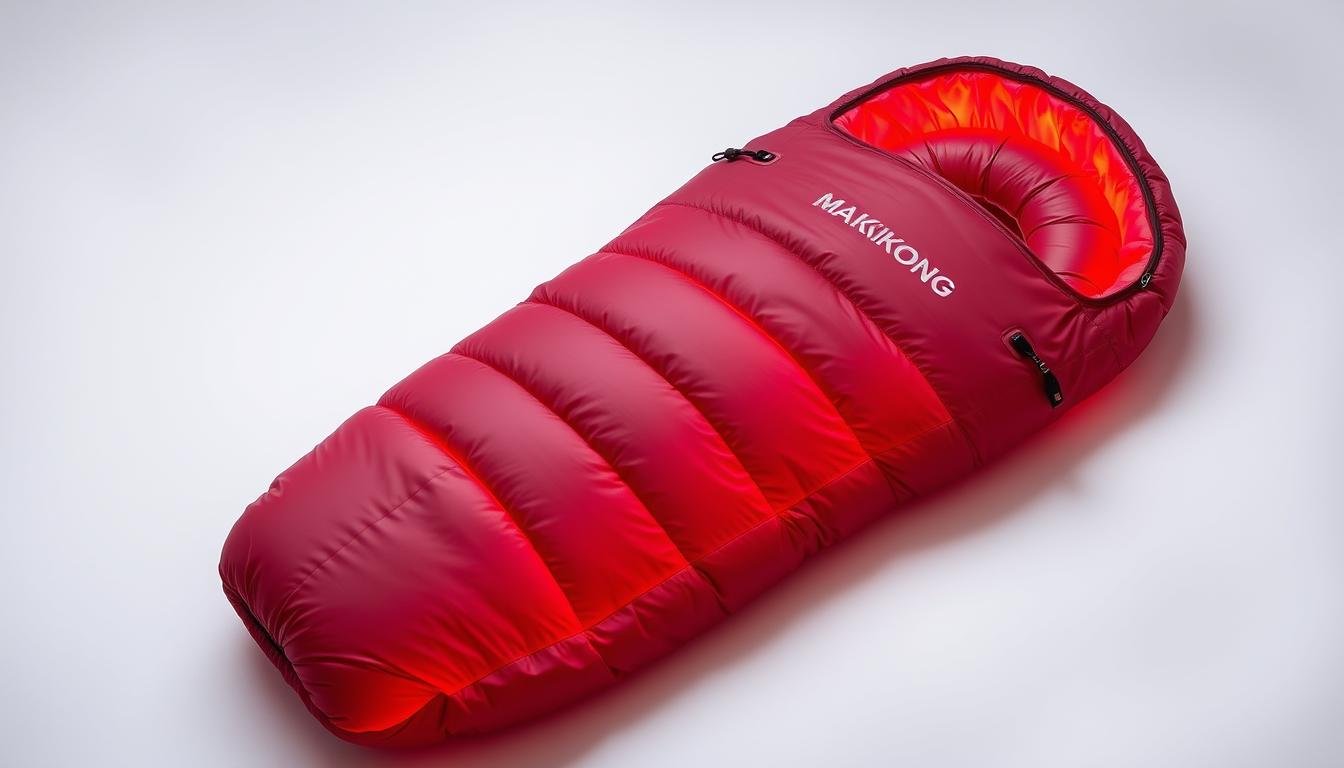 MAIKONG LLLT Sleep Bag with red light therapy illumination showing full-body coverage