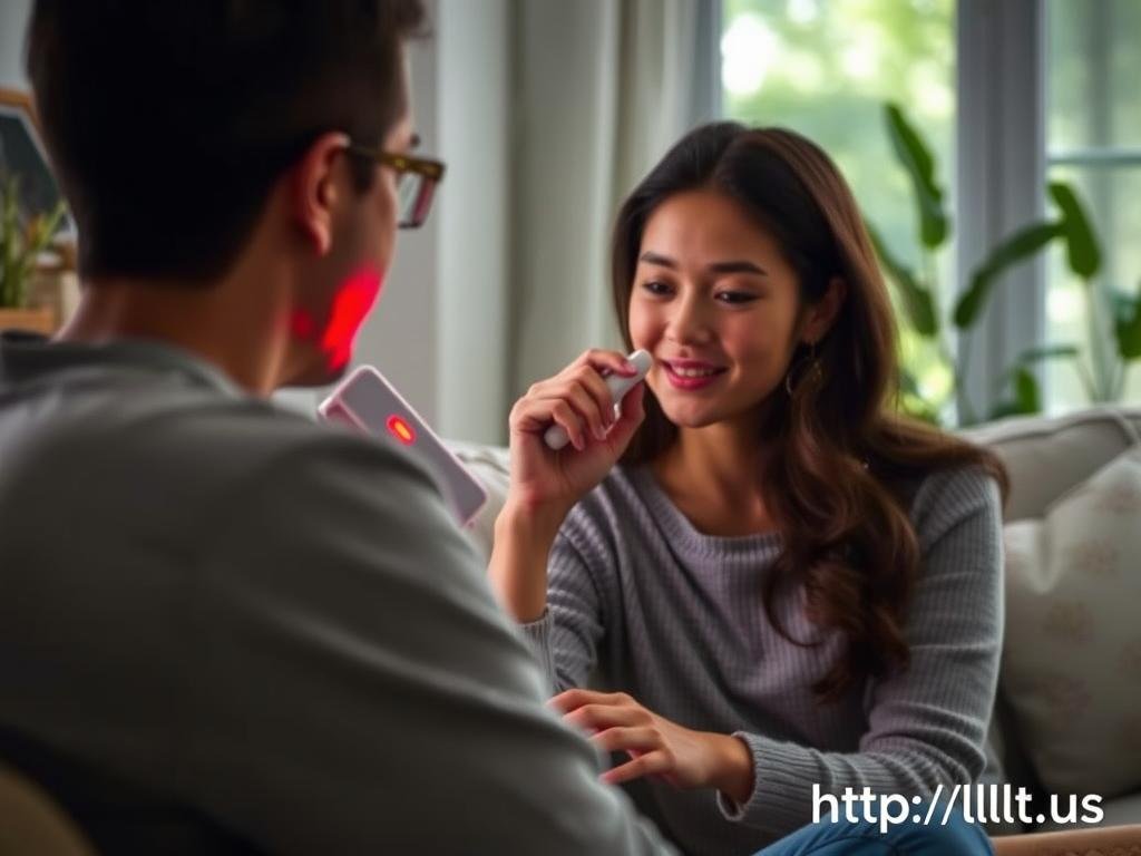 MAIKONG LLLT home device being used in a home setting