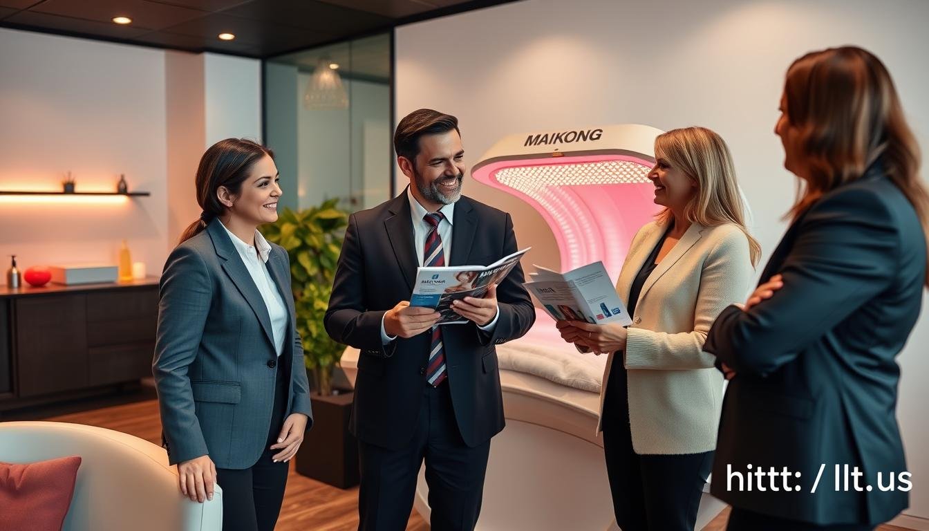 MAIKONG distributor meeting with potential clients in a wellness center