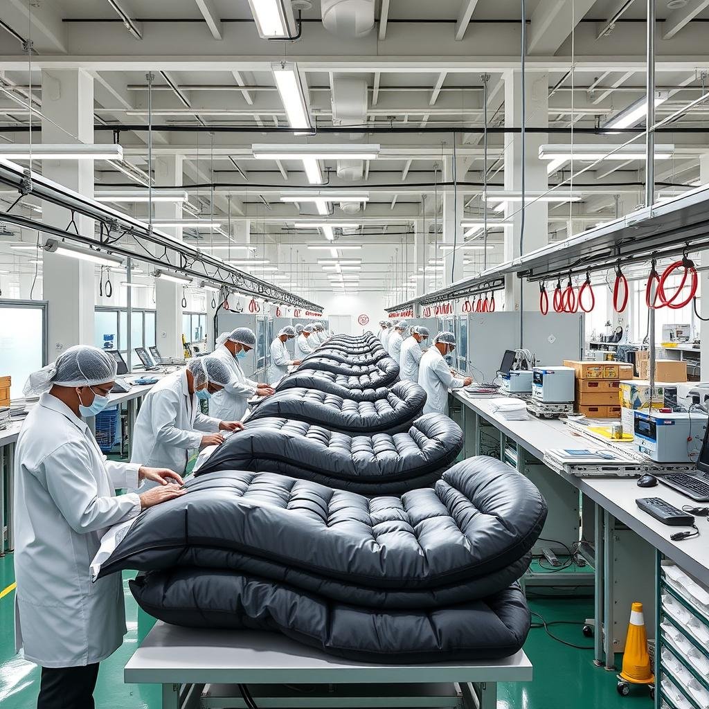MAIKONG manufacturing facility producing LLLT Sleep Bags with quality control inspection