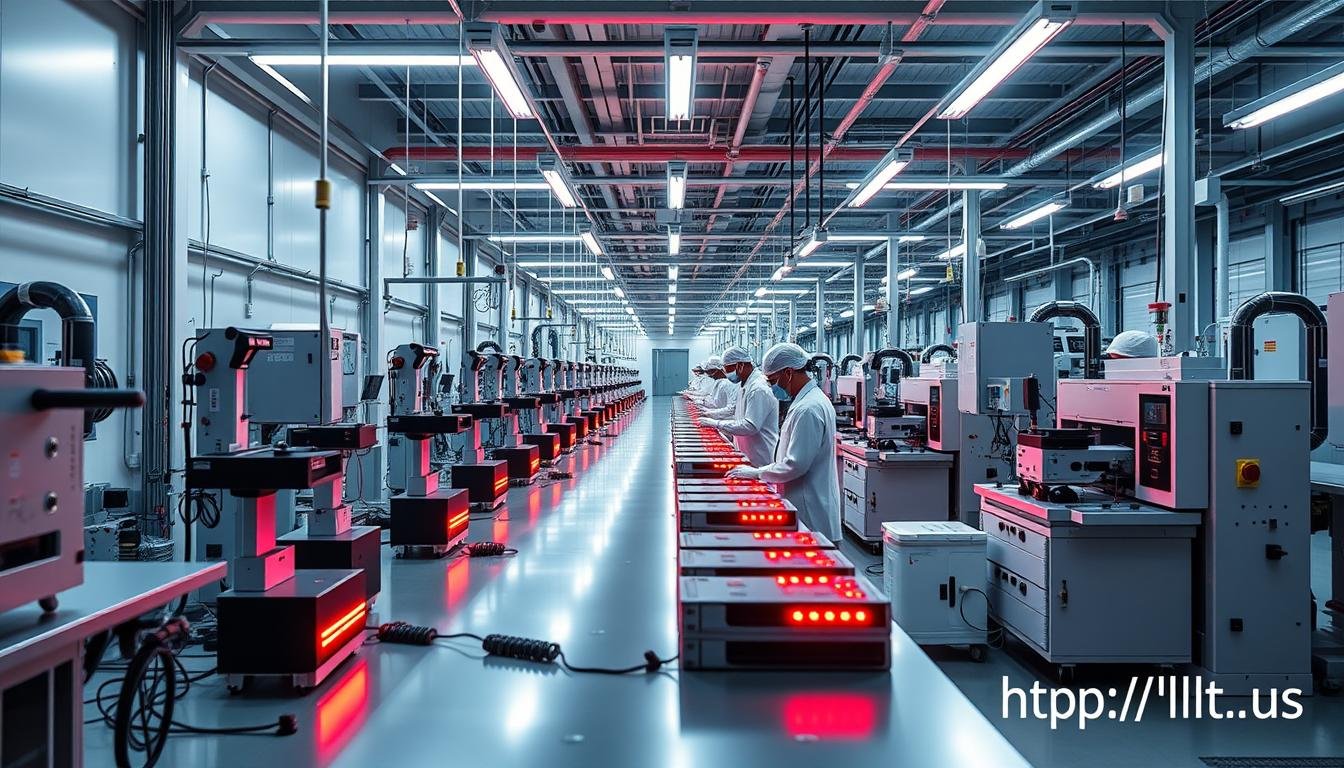 MAIKONG manufacturing facility showing quality control processes for LLLT devices