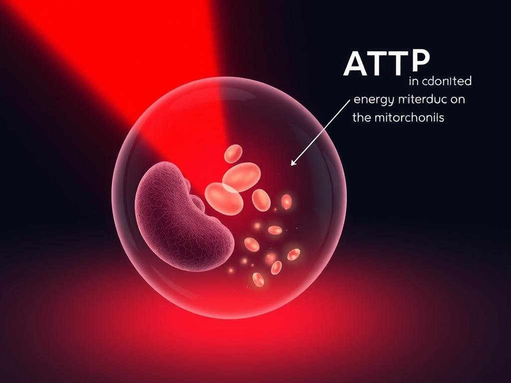 Microscopic view of cellular response to LLLT showing mitochondrial activation