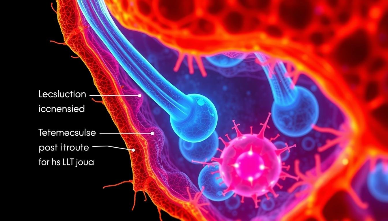 Microscopic view of hair follicles responding to LLLT treatment showing cellular activation