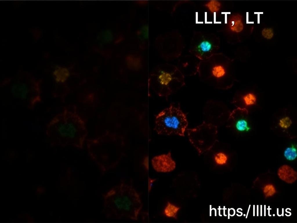 Microscopic view showing cellular response to LLLT treatment