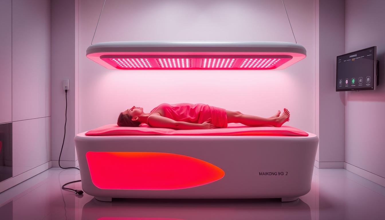 Early red light therapy bed design from the 1990s compared to modern red light therapy bed