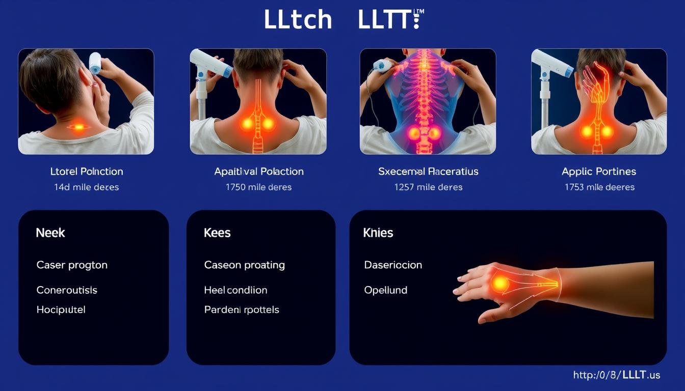 Multiple LLLT applications showing treatment for different chronic pain conditions