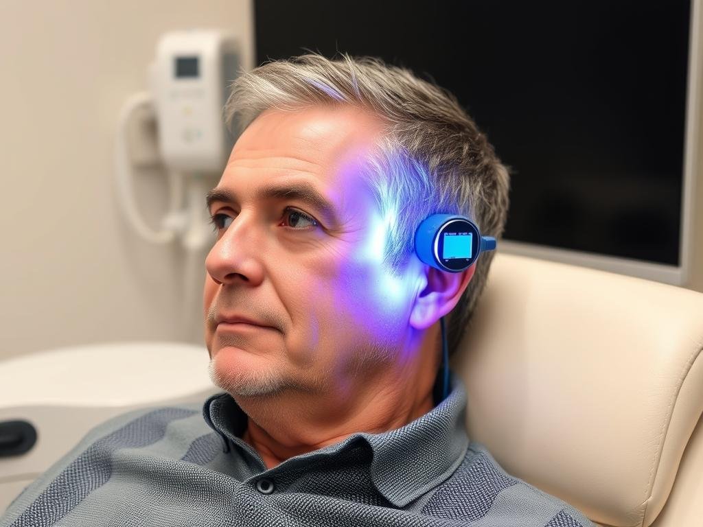 Patient with noise-induced tinnitus receiving LLLT treatment