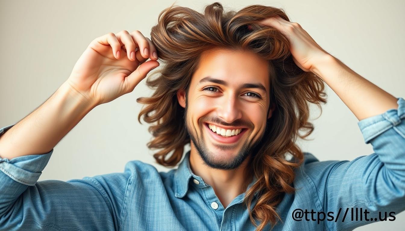Person confidently showing off healthy hair after LLLT treatment