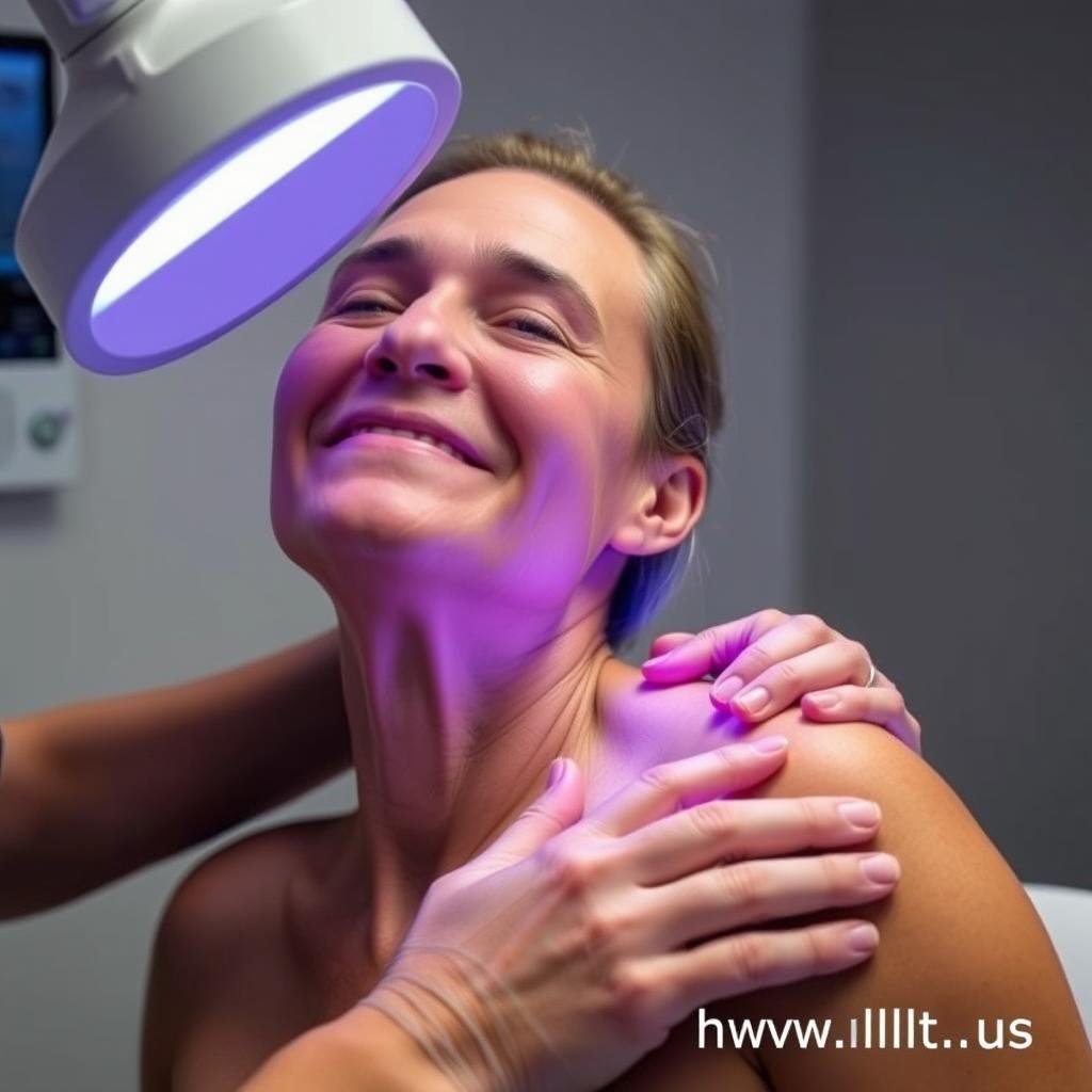 Person experiencing pain relief from LLLT-808 therapy