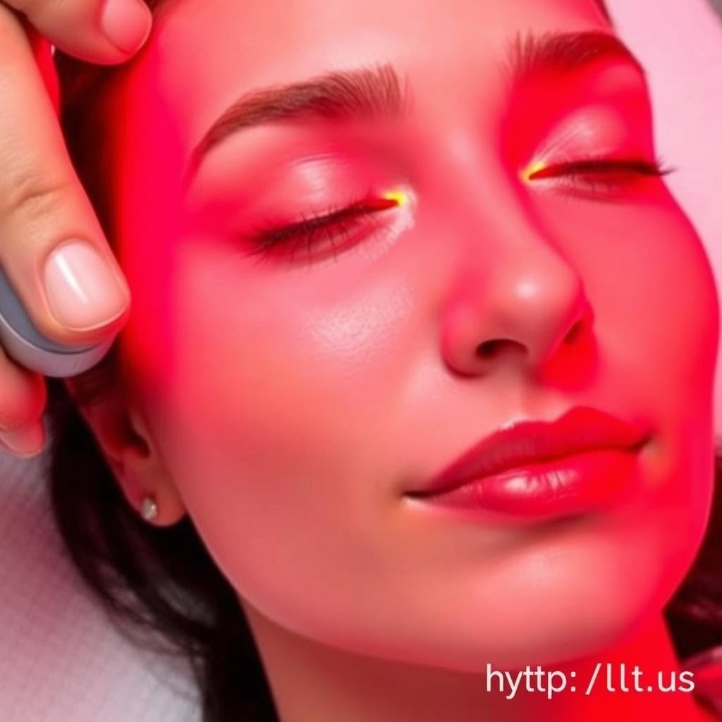 Person receiving facial red light therapy treatment