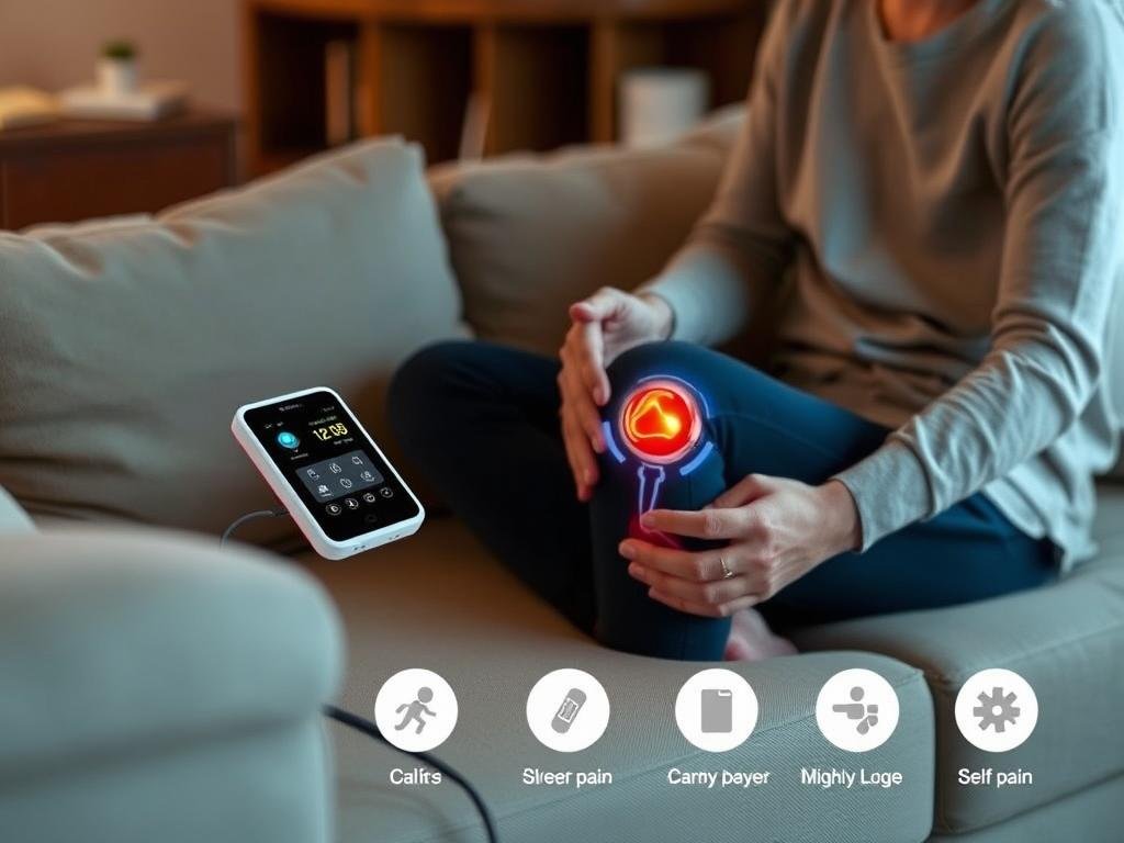 Person using MAIKONG home LLLT device for self-treatment