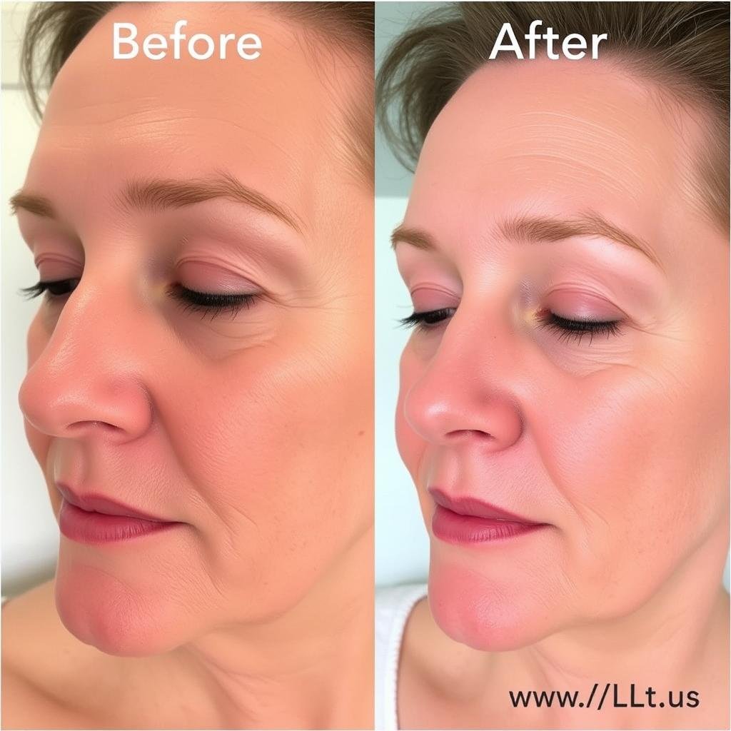 Person with improved skin tone after red light therapy