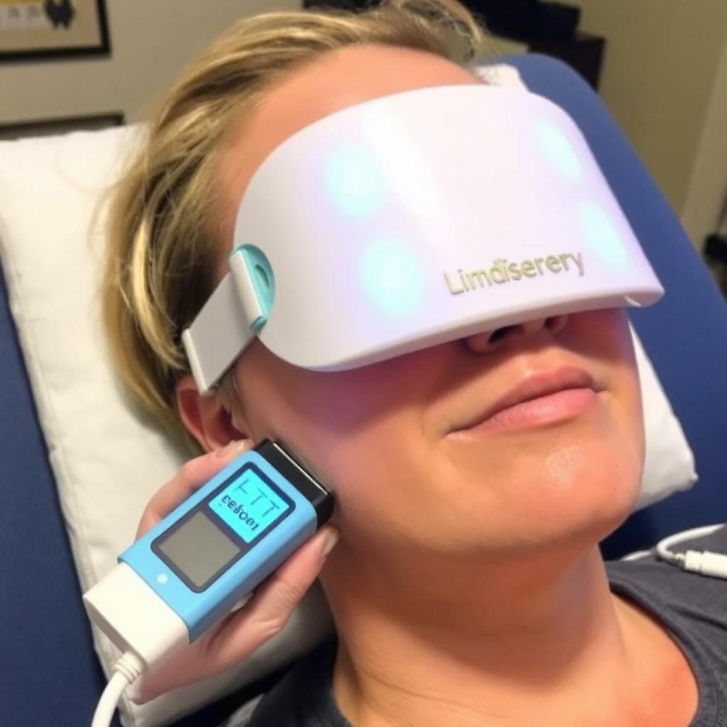 Post-surgical patient using LLLT Chin Strap for recovery