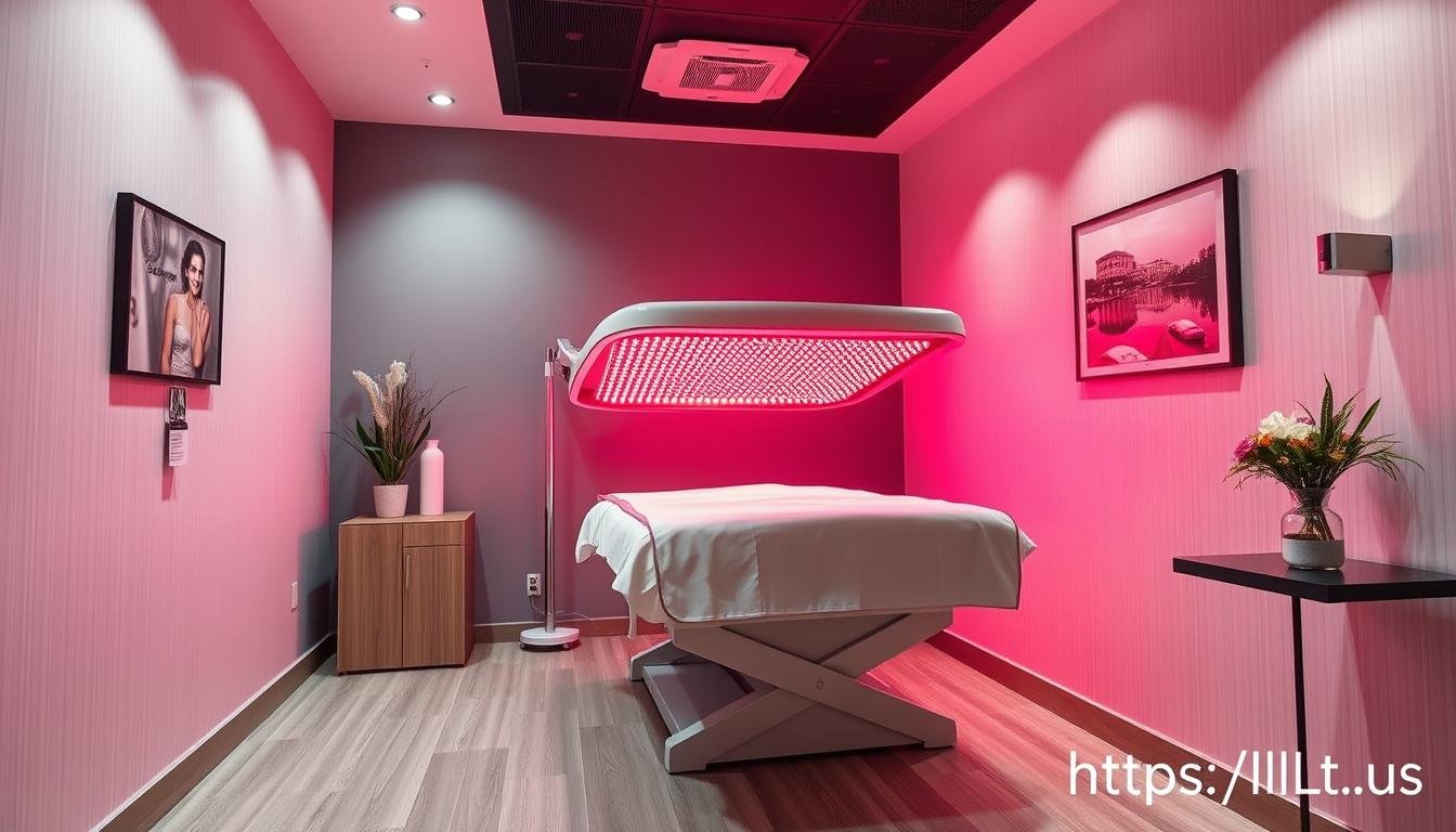 Professional wellness clinic with red light therapy bed installation
