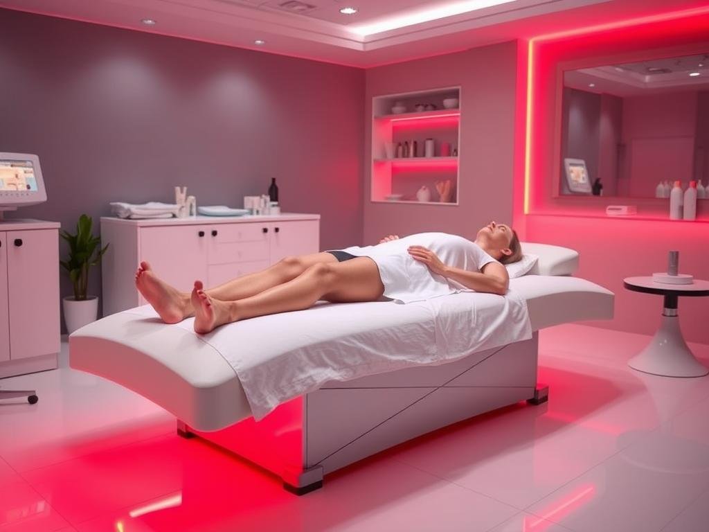 Red light therapy bed in use at a wellness center