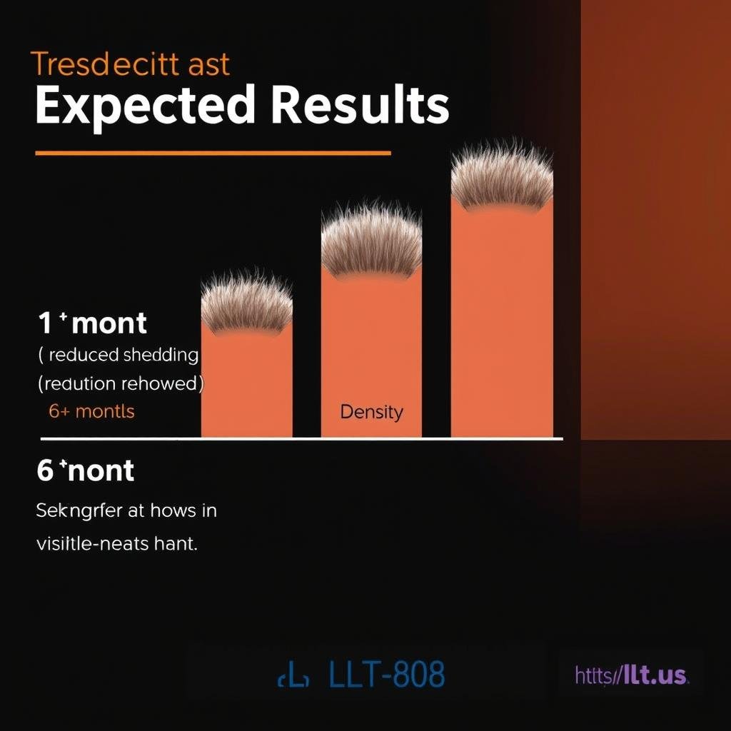 Timeline showing expected results from LLLT-808 treatment over months
