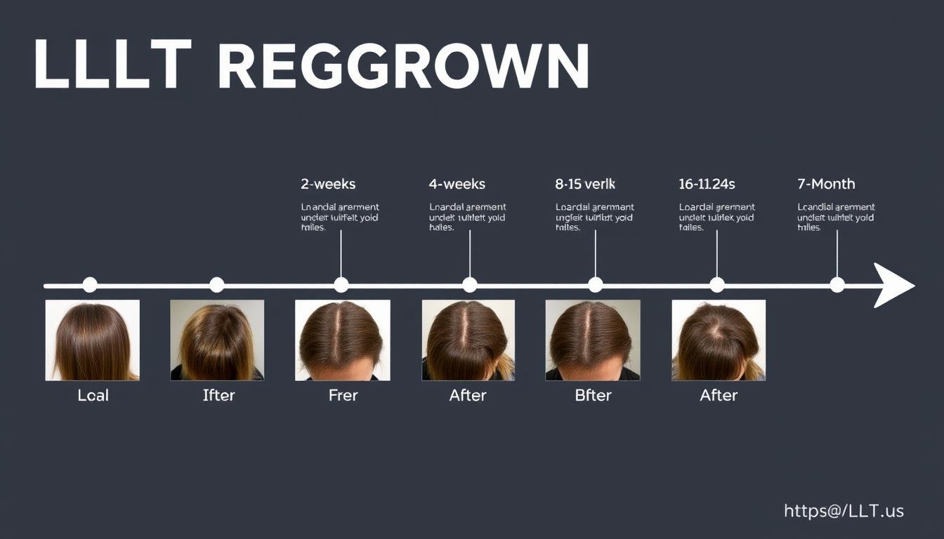 Timeline showing progressive results of LLLT treatment for hair regrowth