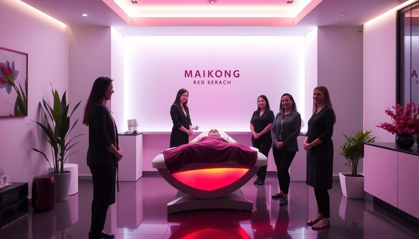 Wellness center featuring MAIKONG Red Light Therapy Bed with satisfied clients